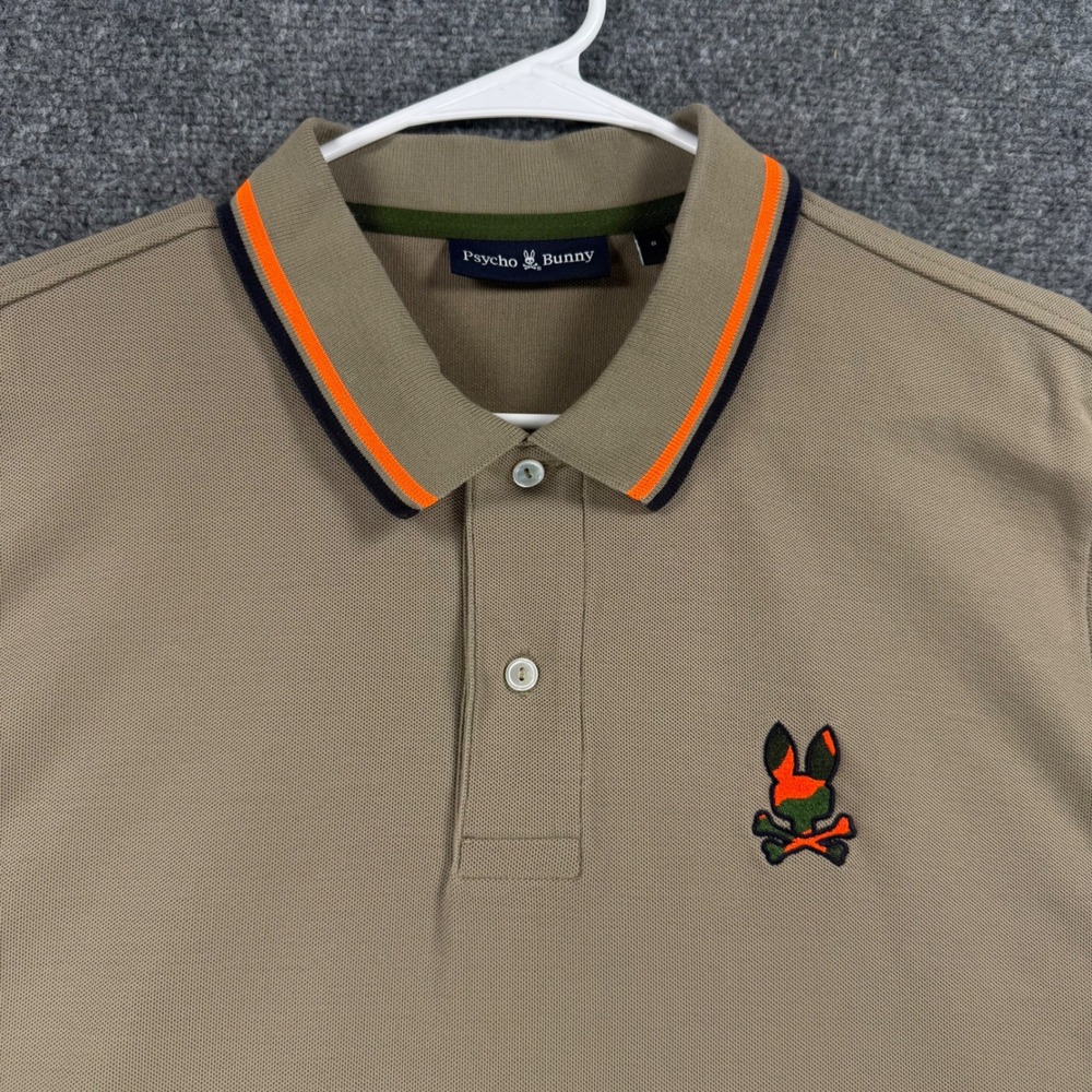 Psycho Bunny Pima Cotton Polo Shirt Men's 8 2XL Brown Short Sleeve Logo